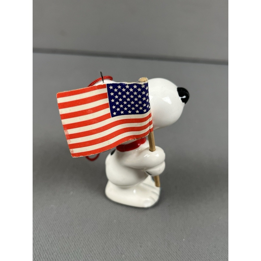 Vintage Peanuts Snoopy USA‎ Flag Ceramic Ornament Patriotic Syndicate Christmas - Picture 5 of 12